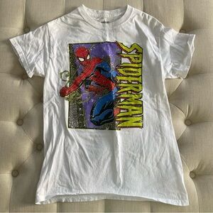 Marvel White Spider-Man Graphic Tee with Red & Blue Print